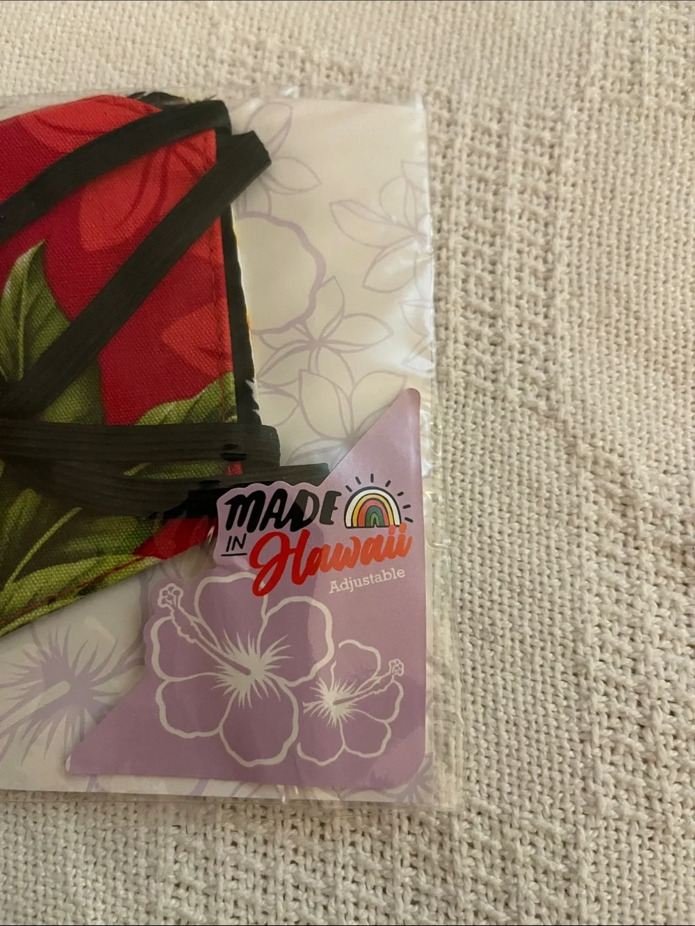 Made in Hawaii Adult Red Floral One-Piece Face Mask